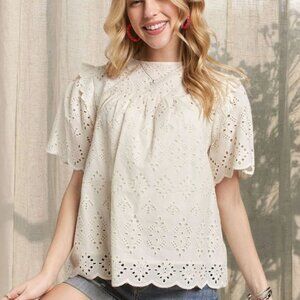 100% Cotton Eyelet Top - Never Worn